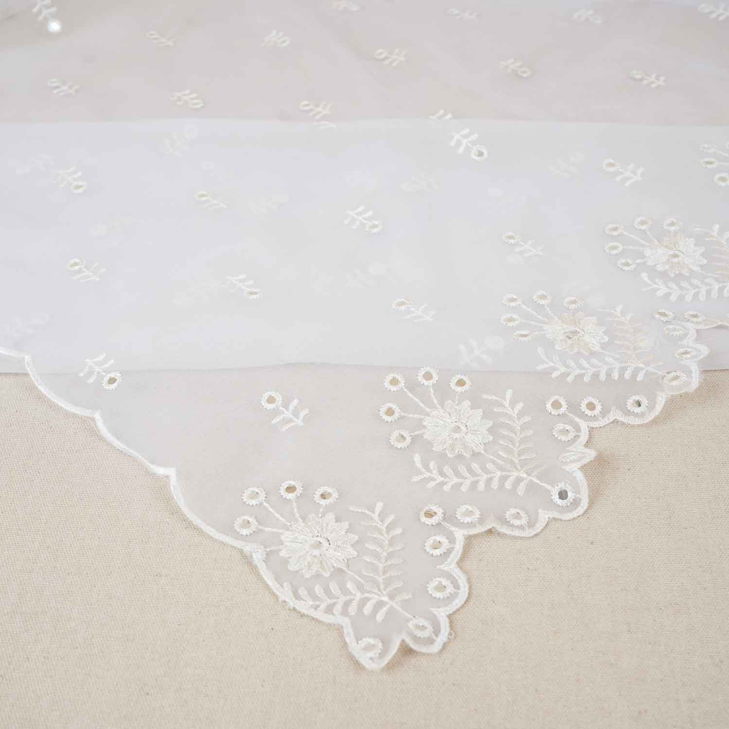 White Mirror Buti Embroidery Dyeable Organza Dupatta TA-28933 - TradeUNO
