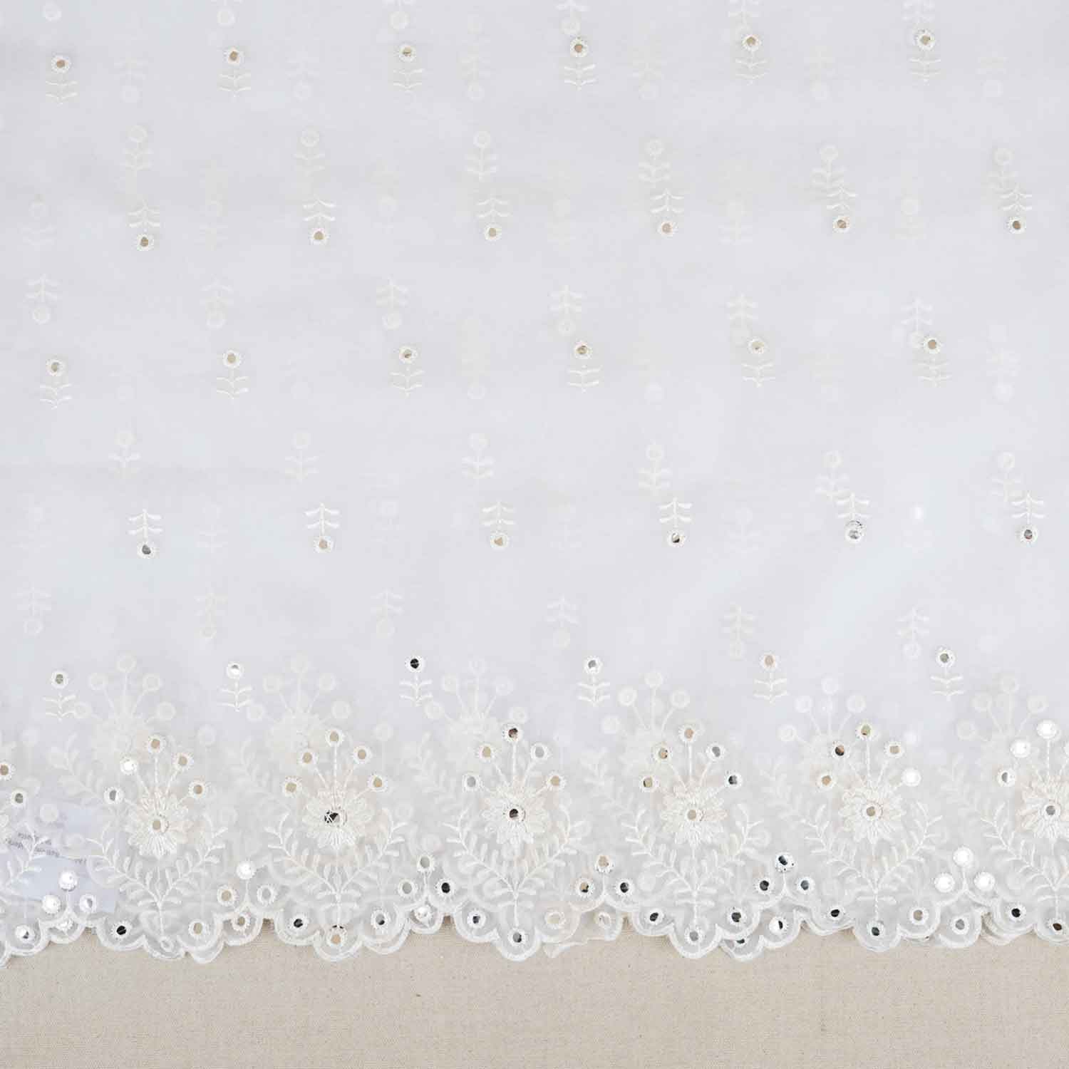 White Mirror Buti Embroidery Dyeable Organza Dupatta TA-28933 - TradeUNO