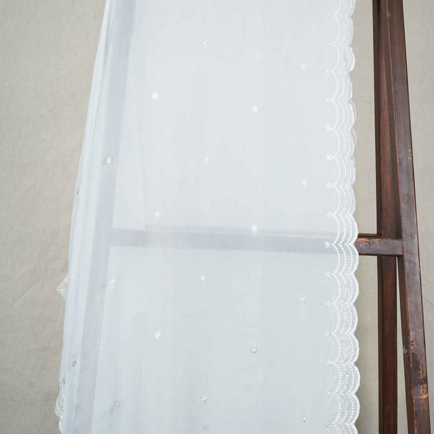 White Buti Embroidery Dyeable Organza Dupatta TA-28934