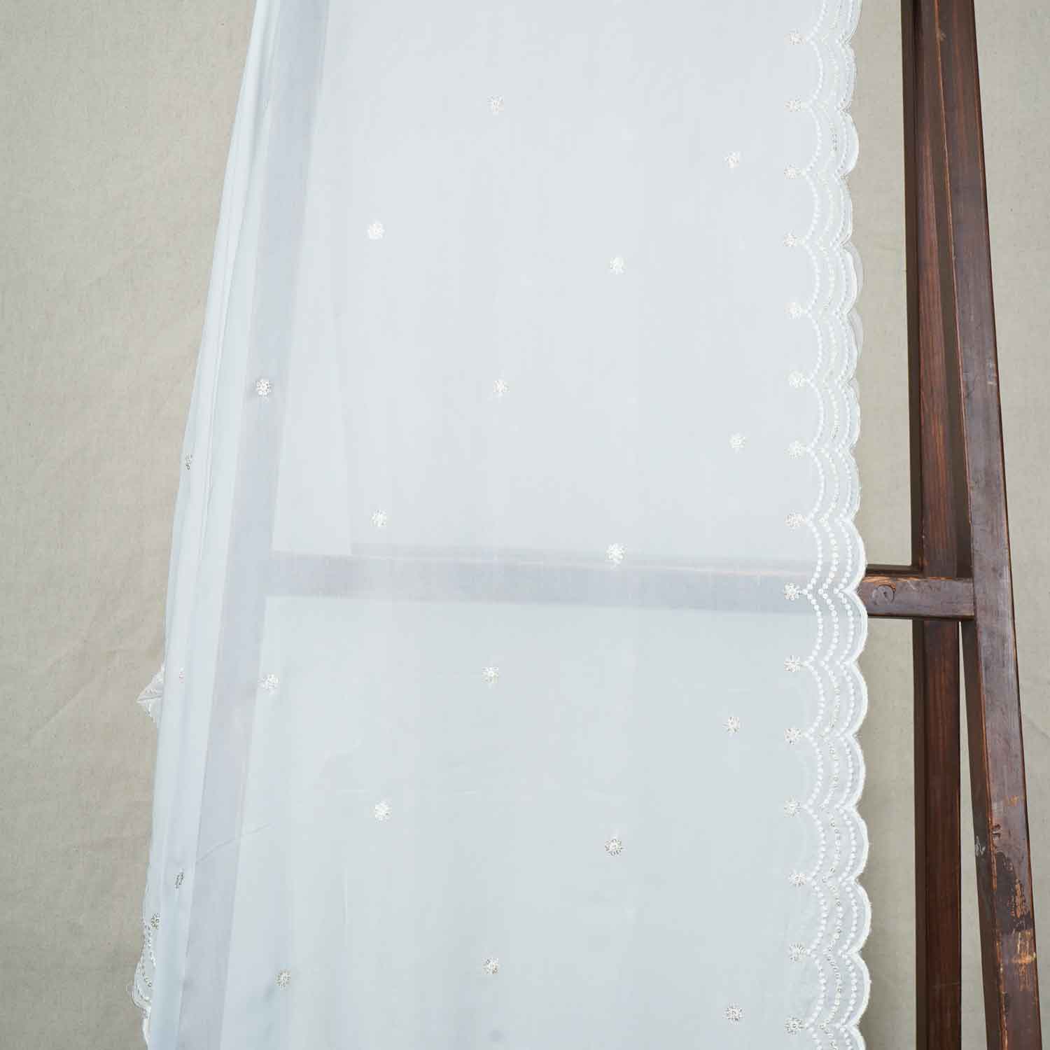 White Buti Embroidery Dyeable Organza Dupatta TA-28934 - TradeUNO