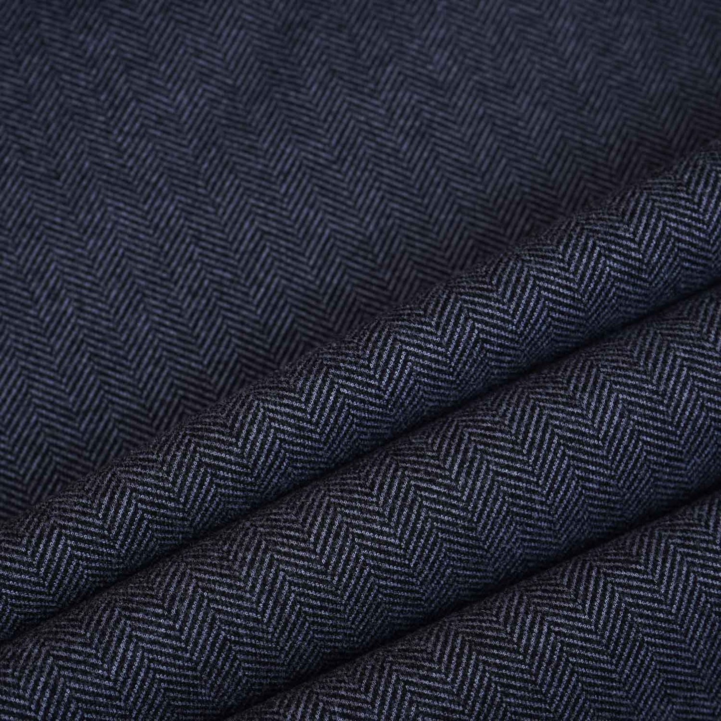 Black Herringbone Wool Tweed Fabric PDM-28936