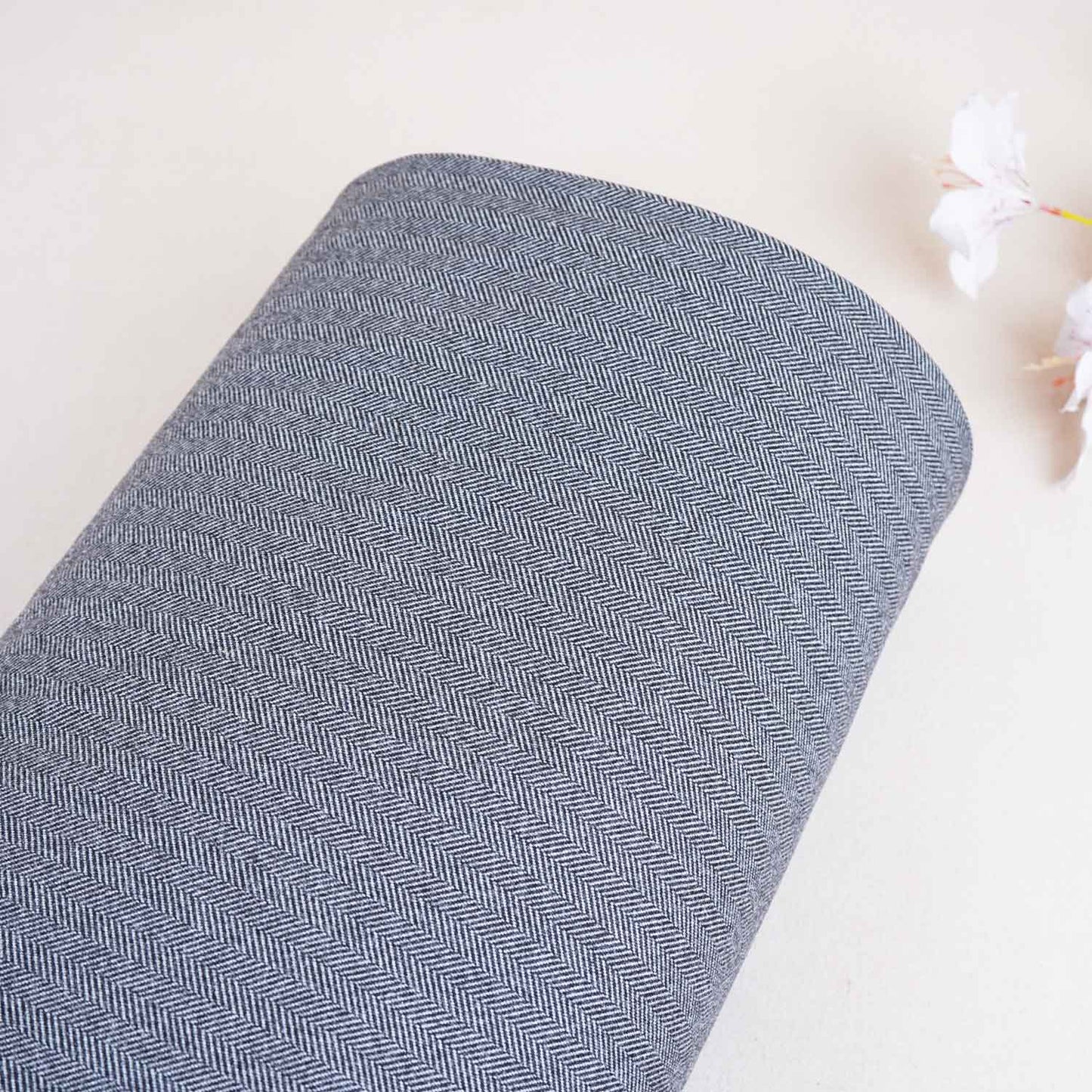 Grey Herringbone Wool Tweed Fabric PDM-28938