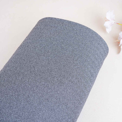 Grey Herringbone Wool Tweed Fabric PDM-28938