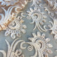 Peach Pink 3D Floral Thread Embroidery Net Fabric