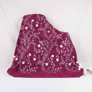 Maroon Floral Embroidery Tweed Fabric PDM-28940 - TradeUNO