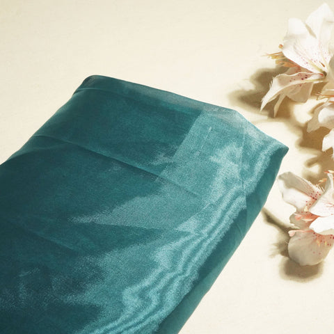 Teal Blue Solid Satin Organza AFC-9438