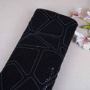 Black Sequin Embroidery Net Fabric PDM-28944 - TradeUNO