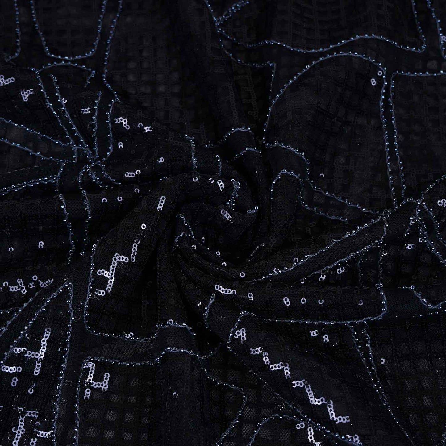 Black Sequin Embroidery Net Fabric PDM-28944