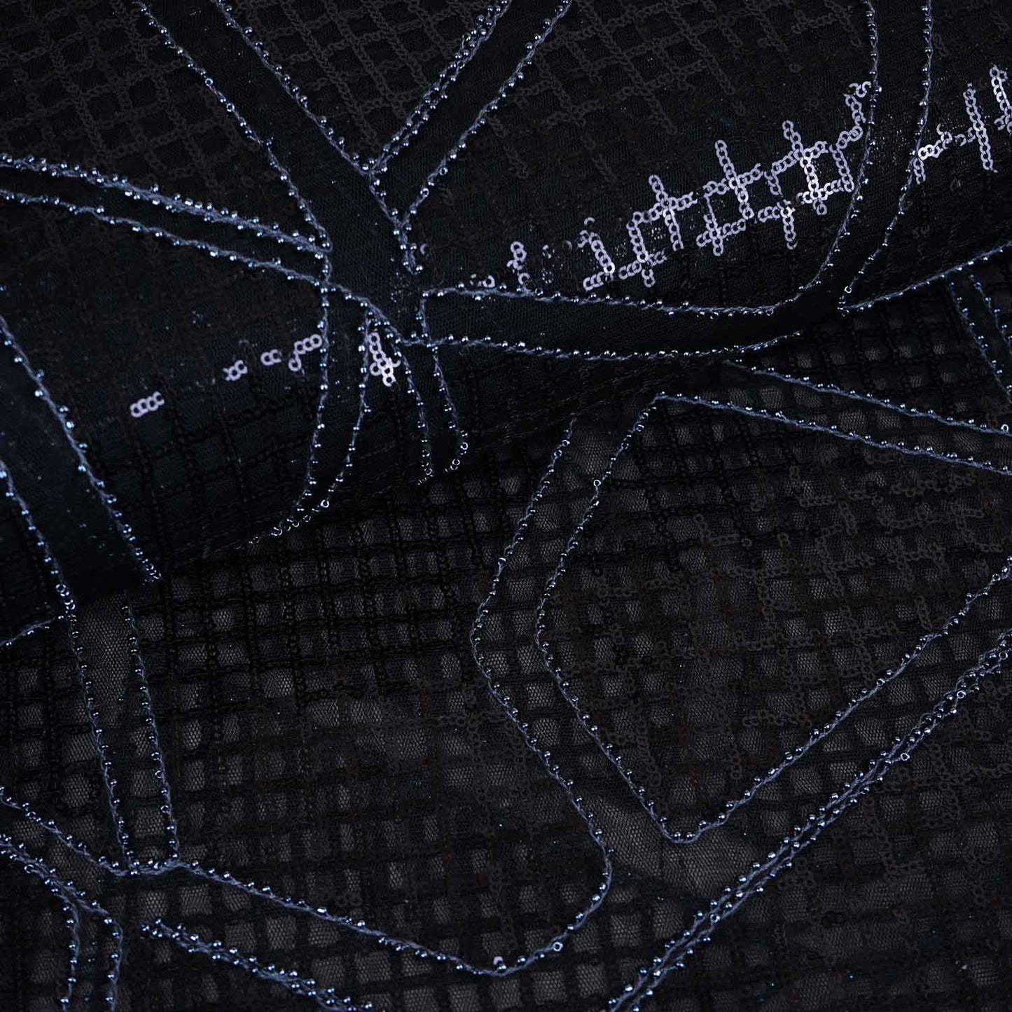 Black Sequin Embroidery Net Fabric PDM-28944