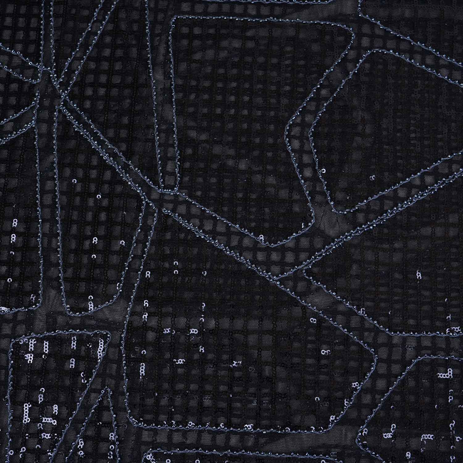 Black Sequin Embroidery Net Fabric PDM-28944 - TradeUNO