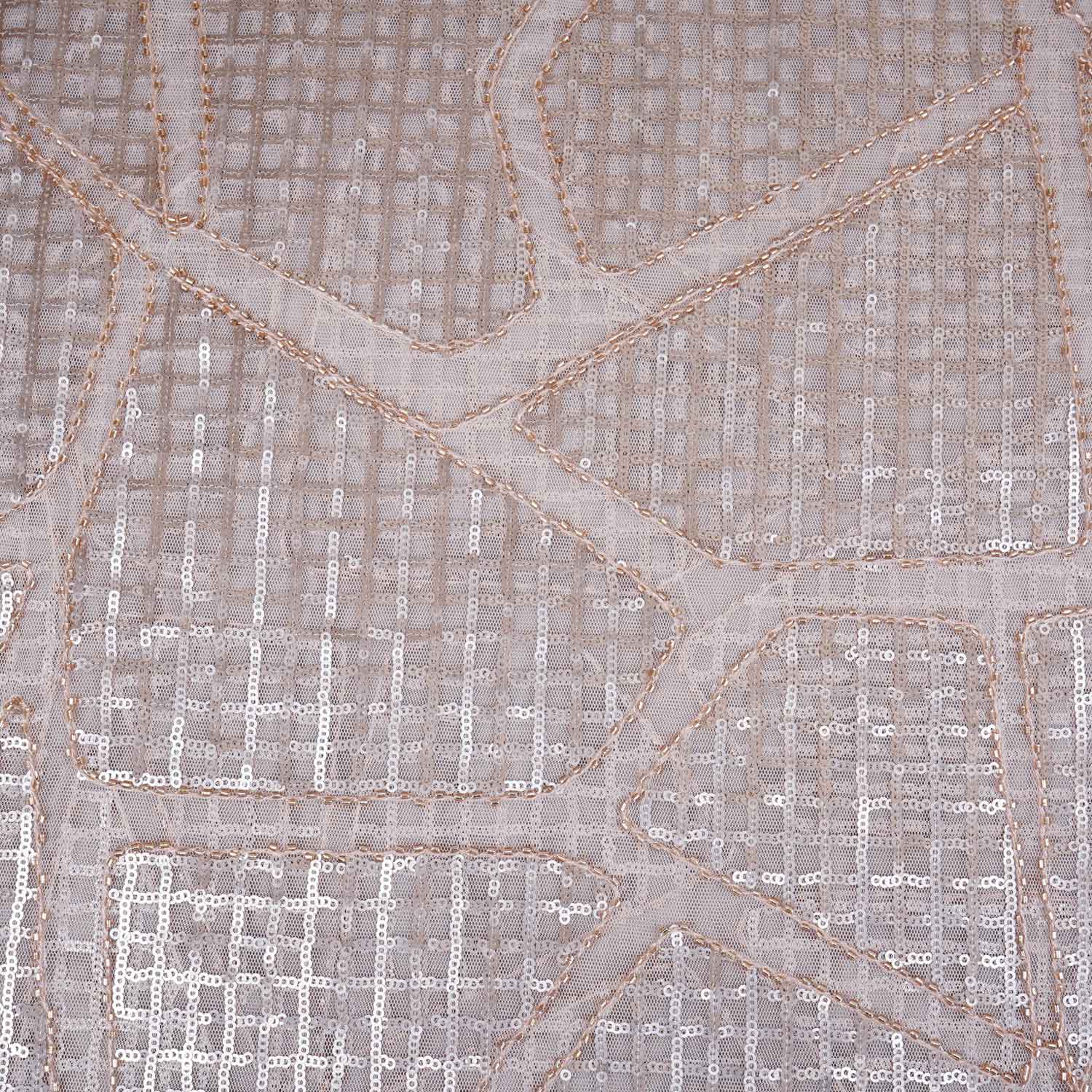 Peach Sequin Embroidery Net Fabric PDM-28945 - TradeUNO