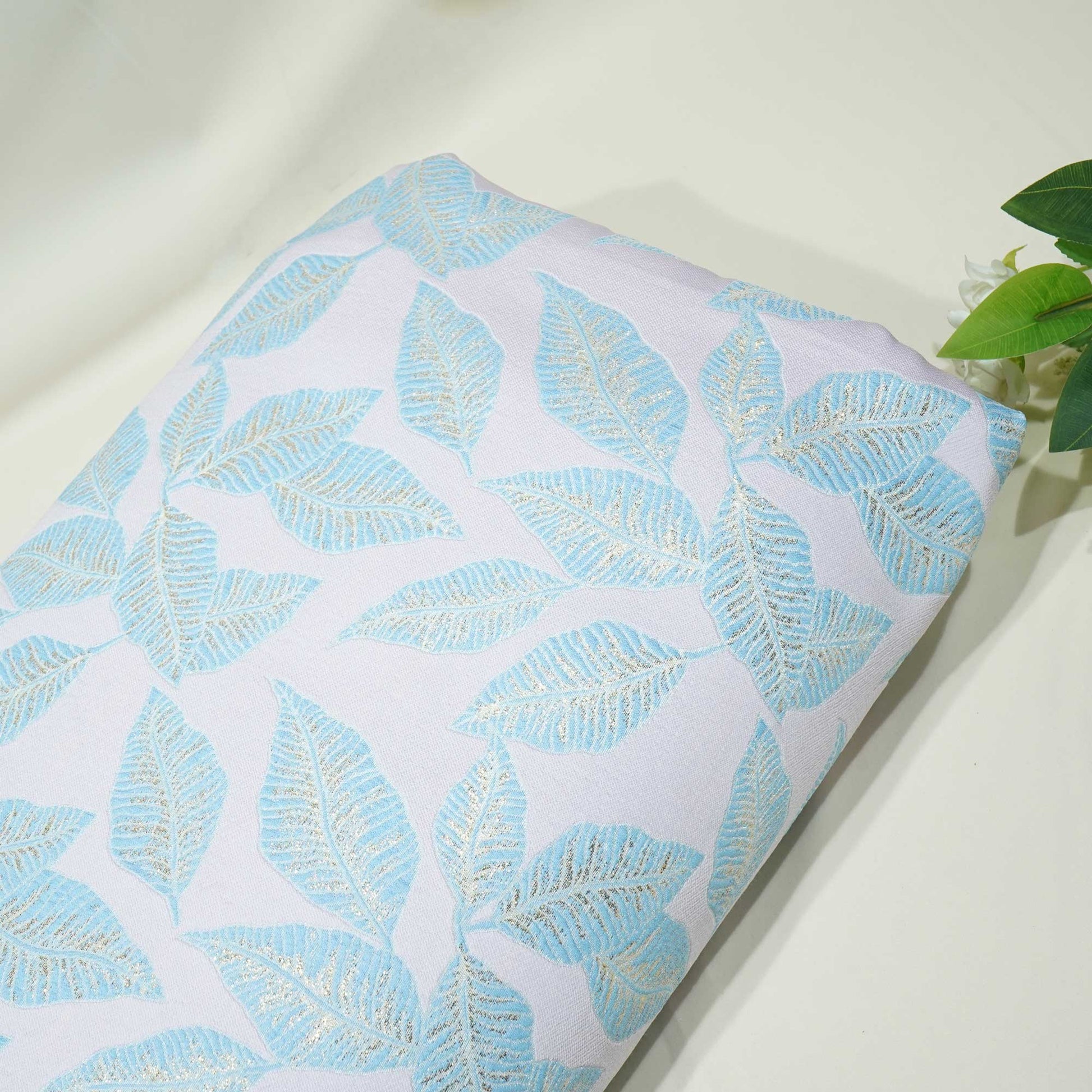 Pink & Blue Floral With Gold Lurex Brocade Jacquard OE-9454  