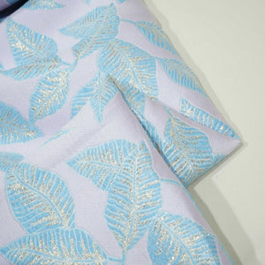 Pink & Blue Floral With Gold Lurex Brocade Jacquard OE-9454  