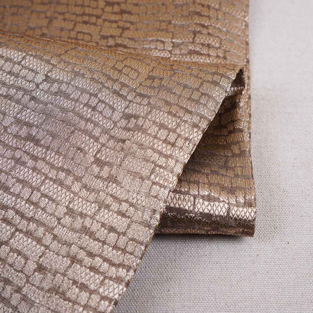 Coper Brown Zari Weave Silk Tissue Fabric CW-28946
