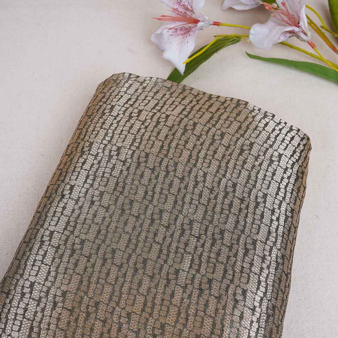 Green Zari Weave Silk Tissue Fabric CW-28947