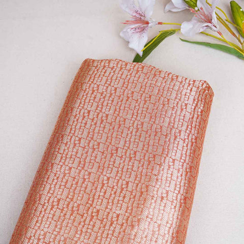 Orange Zari Weave Silk Tissue Fabric CW-28949
