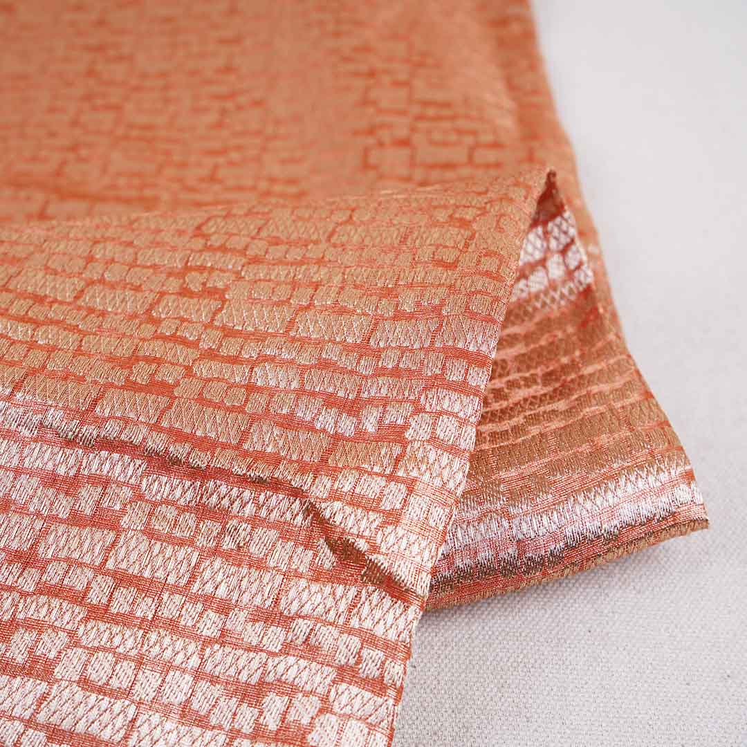 Orange Zari Weave Silk Tissue Fabric CW-28949 - TradeUNO