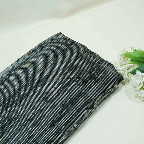 Black & Grey Stripes Brocade Jacquard OE-9495  
