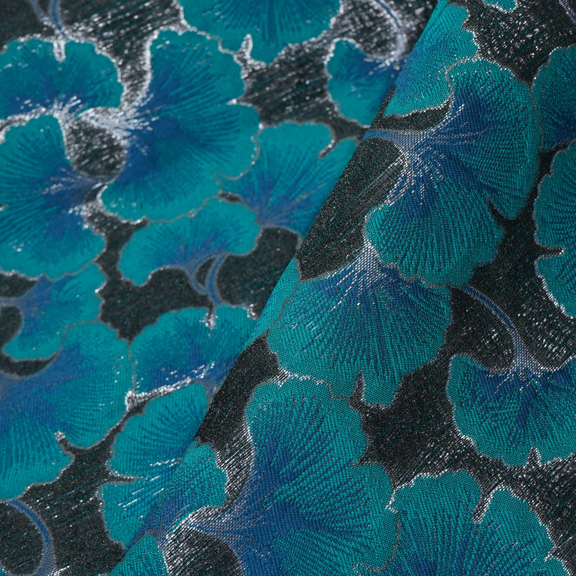 Black & Green Floral Brocade Jacquard OE-9497  