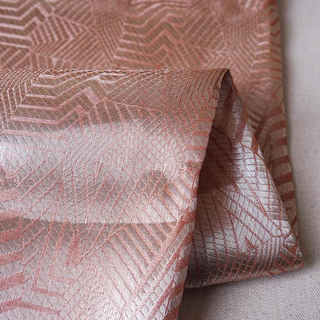 Rust Orange Zari Weave Silk Tissue Fabric CW-28951