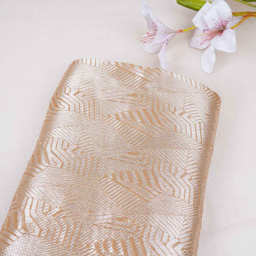 Light Mustard Zari Weave Silk Tissue Fabric CW-28952 - TradeUNO