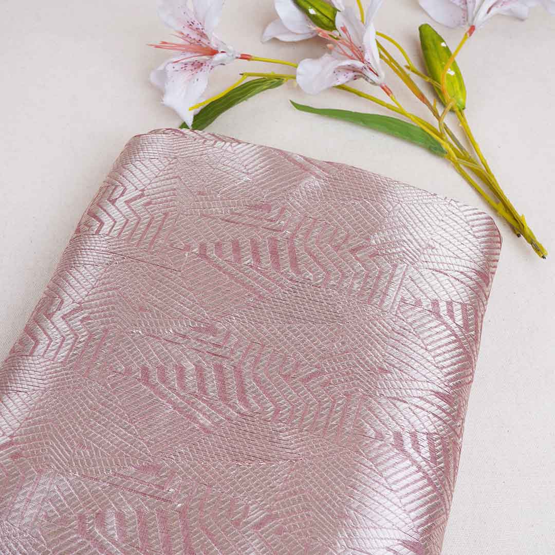 Light Pink Zari Weave Silk Tissue Fabric CW-28953