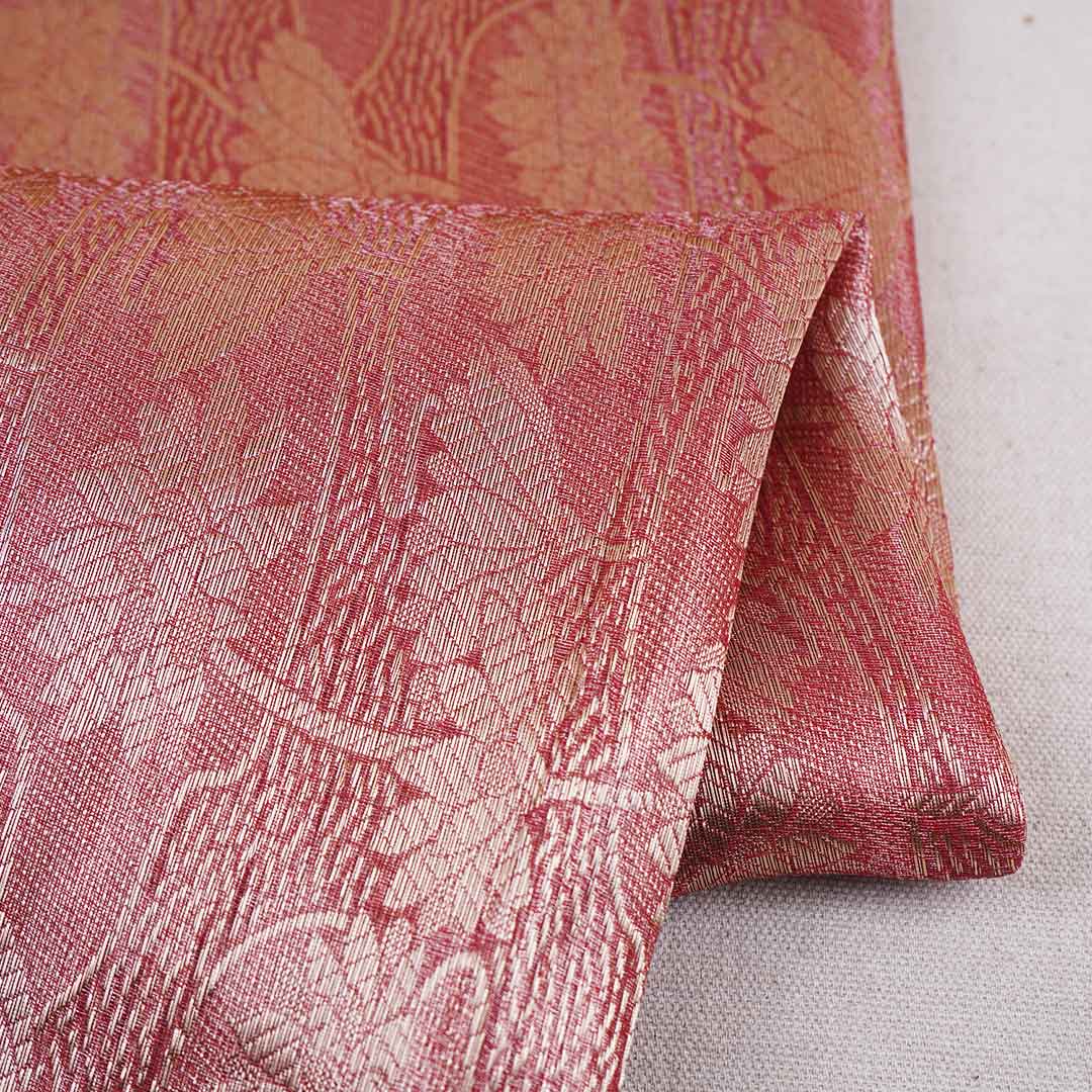 Red Zari Weave Silk Tissue Fabric CW-28955 - TradeUNO