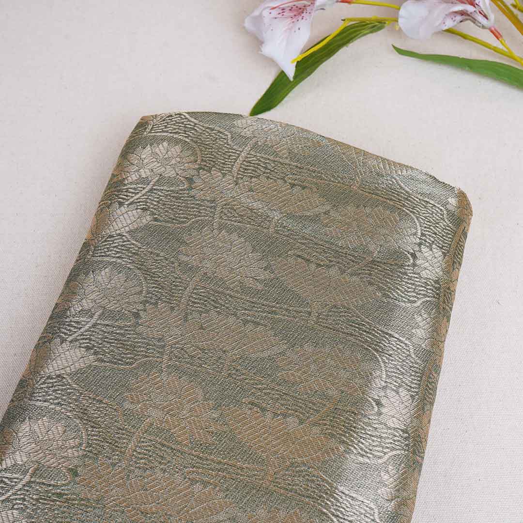 Mehndi Green Zari Weave Silk Tissue Fabric CW-28956 - TradeUNO