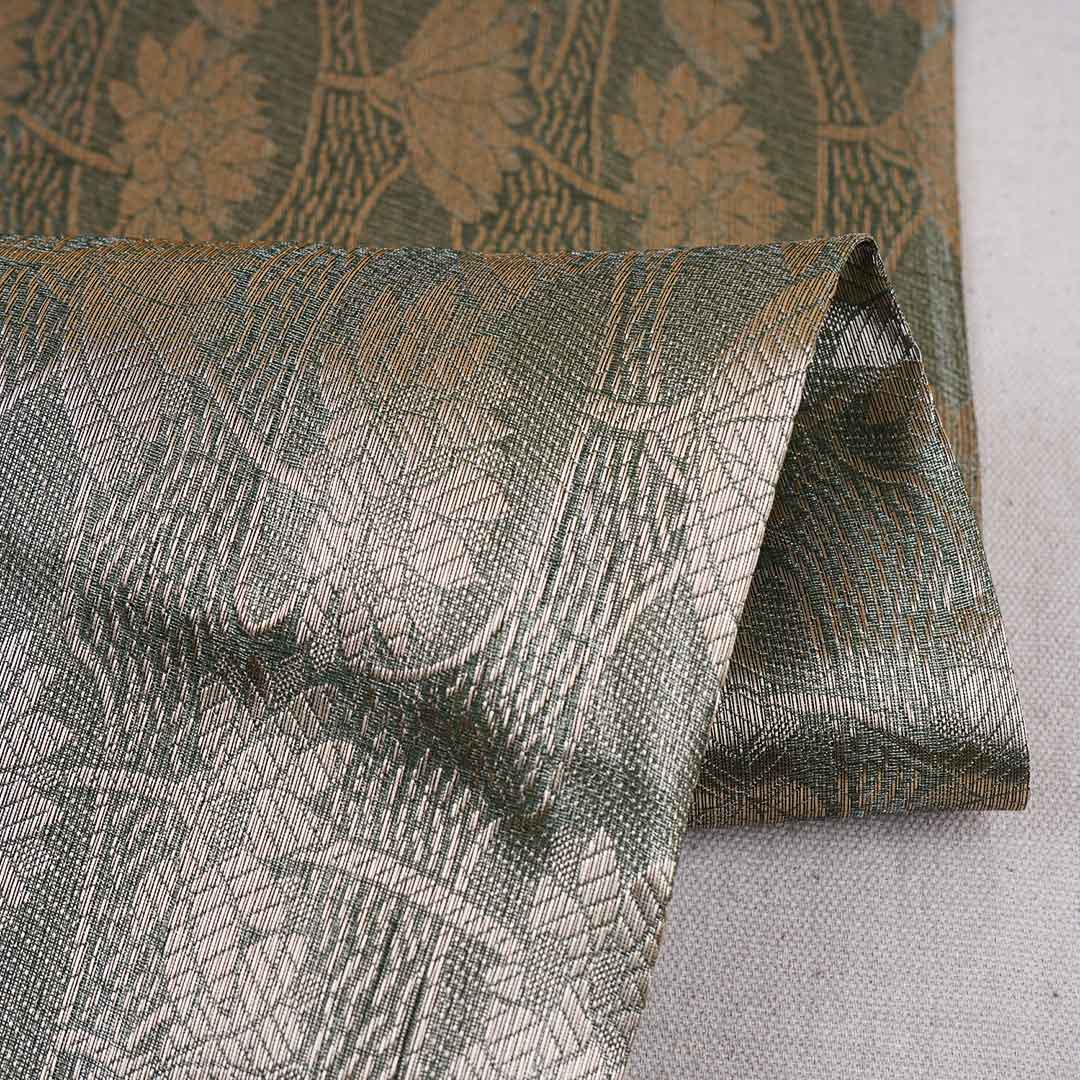 Mehndi Green Zari Weave Silk Tissue Fabric CW-28956 - TradeUNO