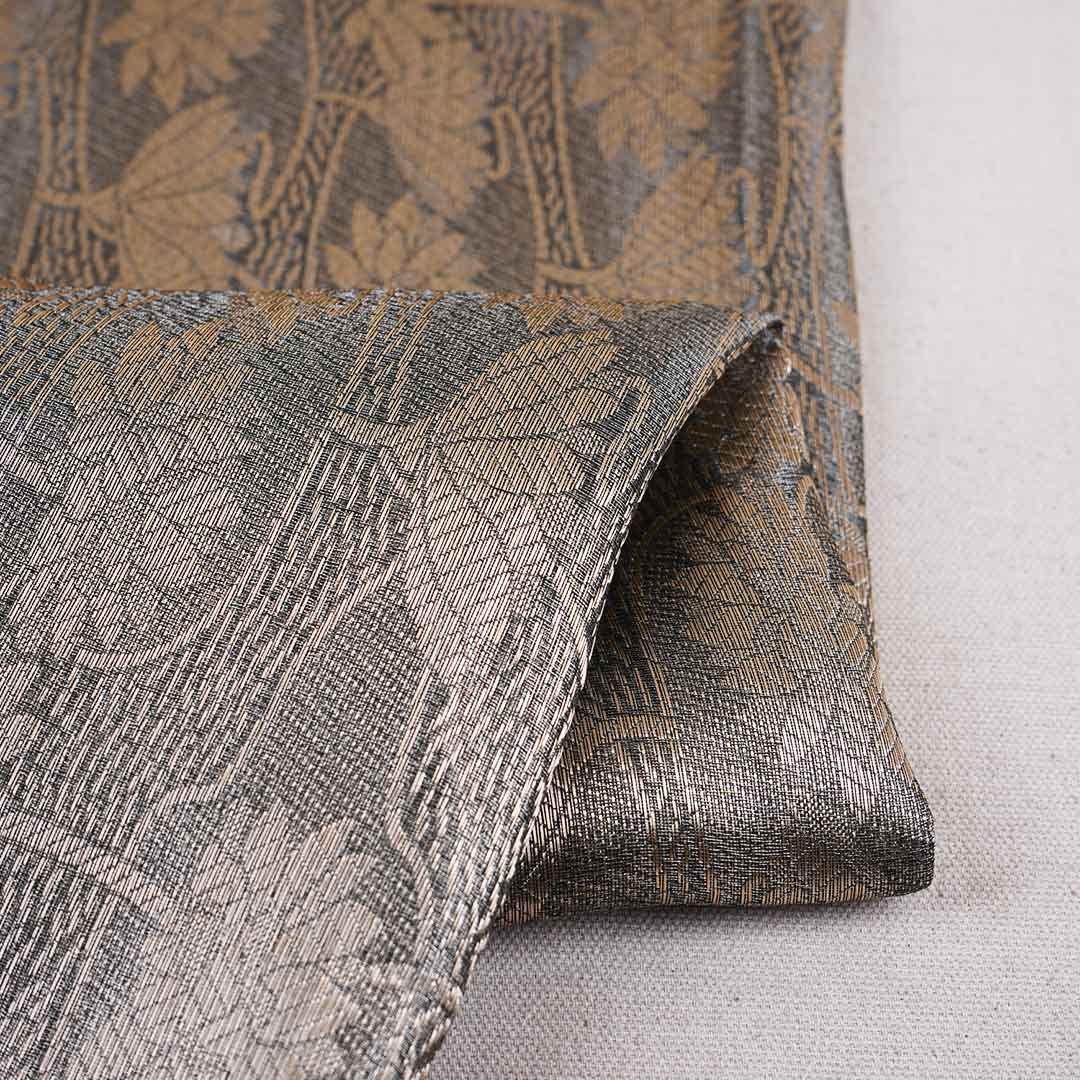 Dark Green Zari Weave Silk Tissue Fabric CW-28957