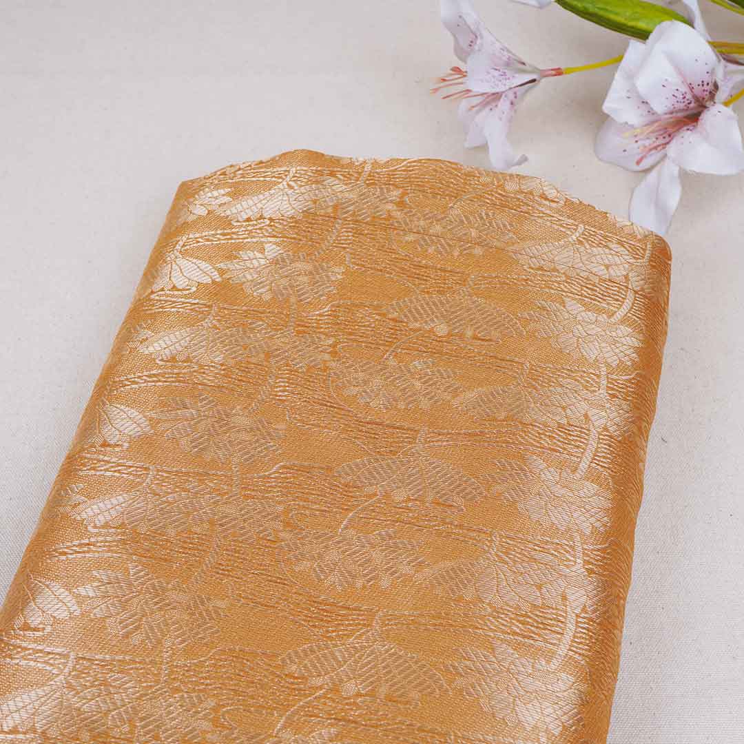 Mustrad Yellow Zari Weave Silk Tissue Fabric CW-28958