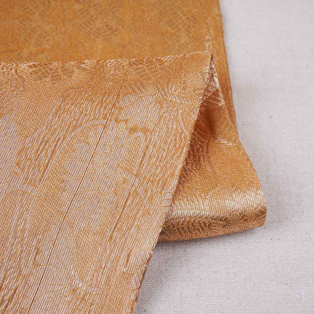 Mustrad Yellow Zari Weave Silk Tissue Fabric CW-28958