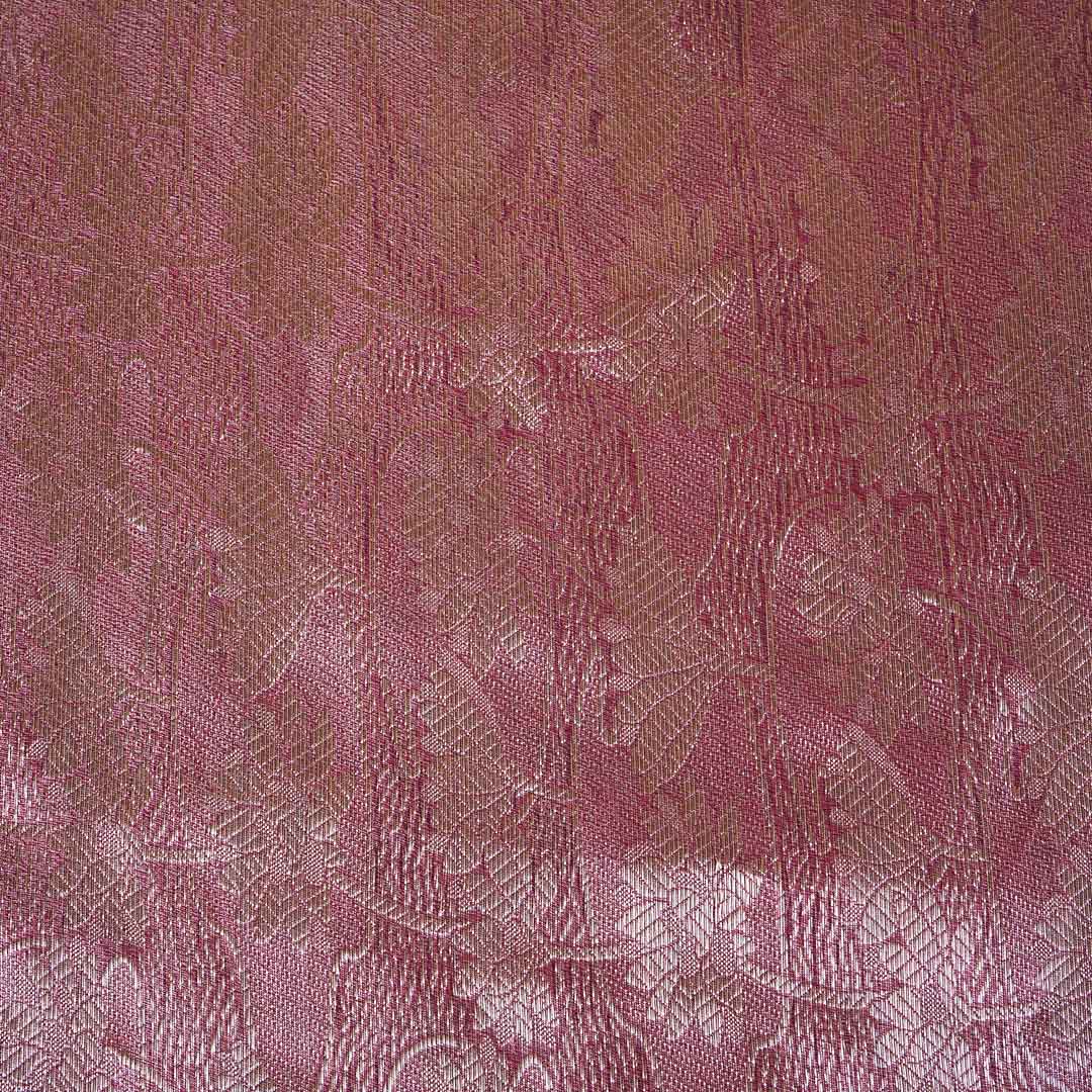 Peach Pink Zari Weave Silk Tissue Fabric CW-28959