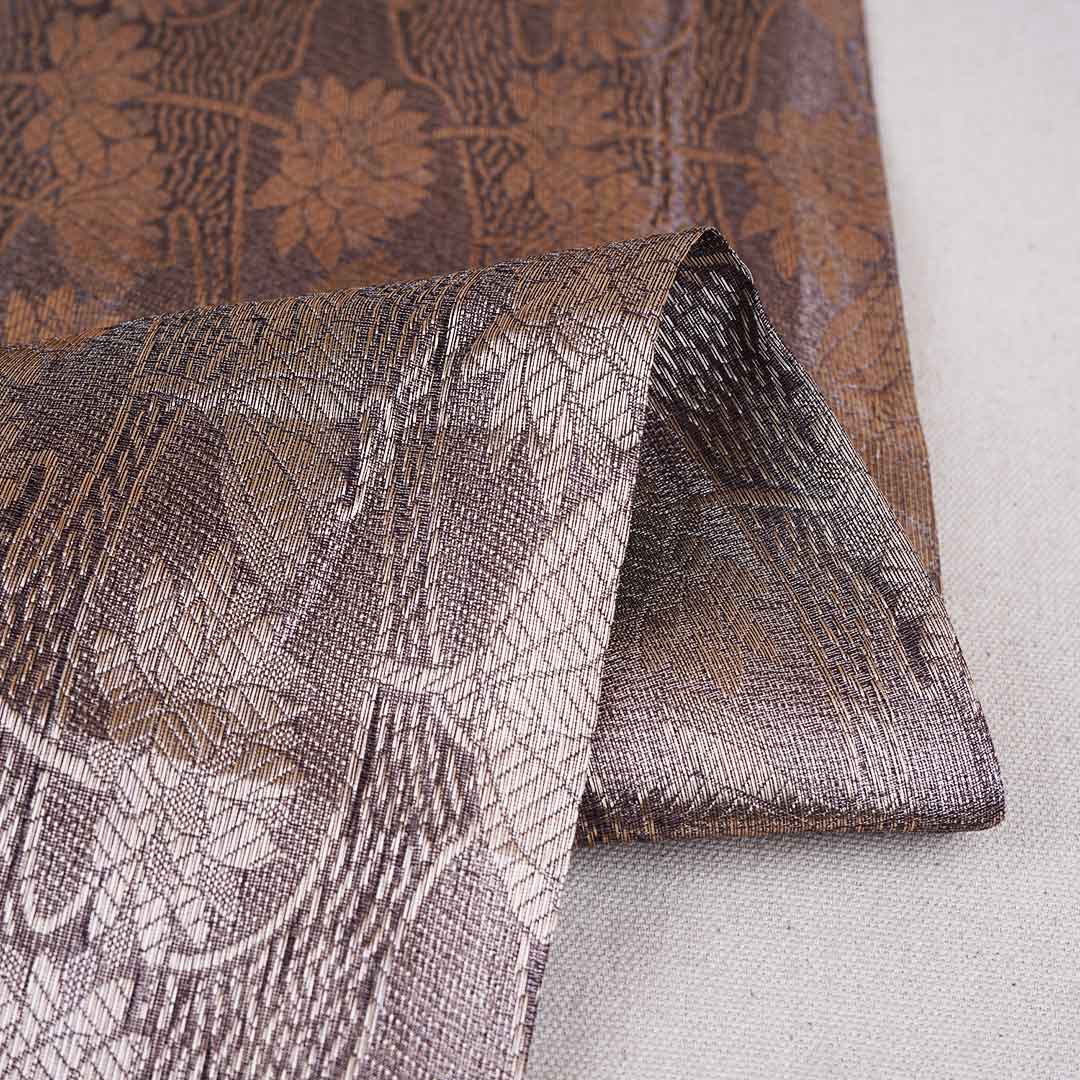 Dark Wine Zari Weave Silk Tissue Fabric CW-28960