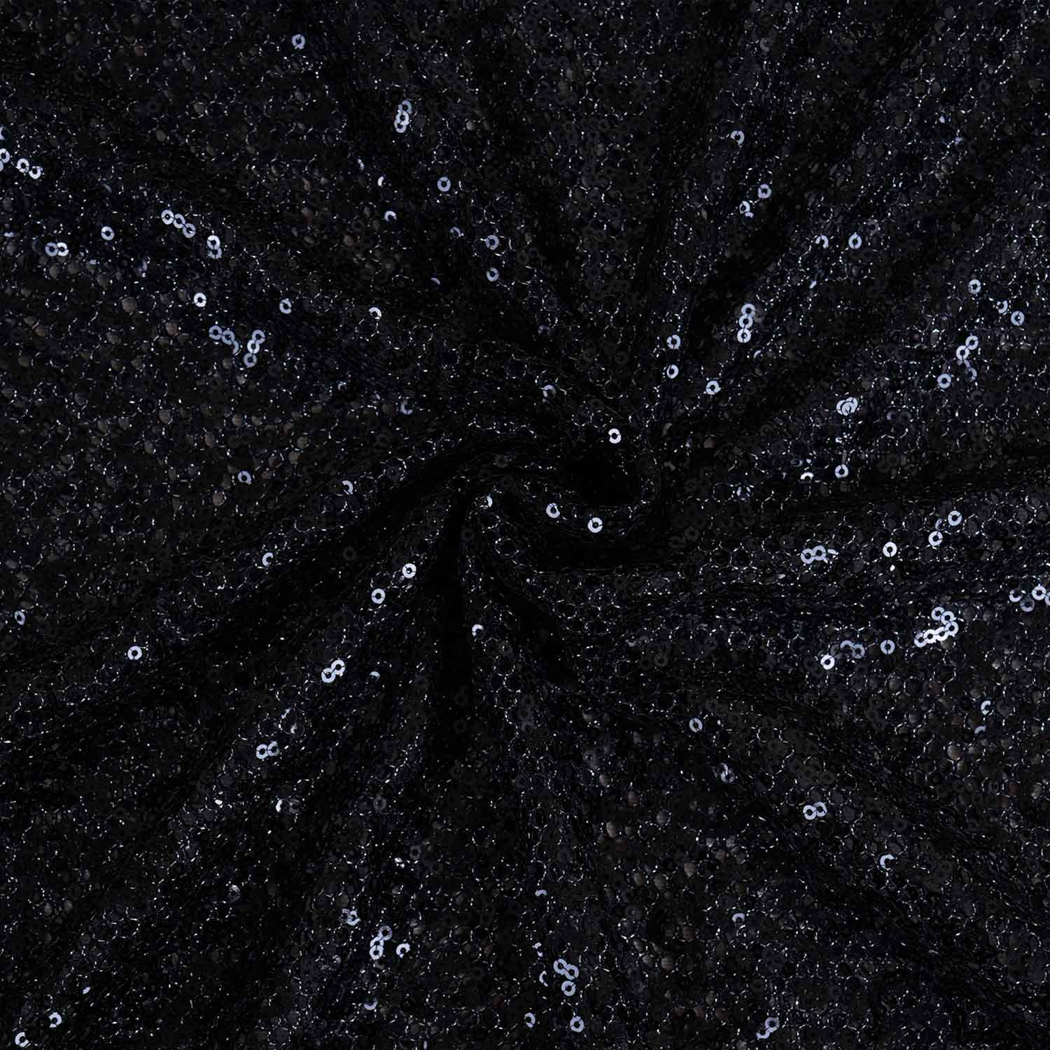Black Sequins Power Net Fabric PDM-28962 - TradeUNO