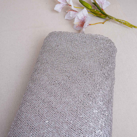 Silver Sequins Power Net Fabric PDM-28963