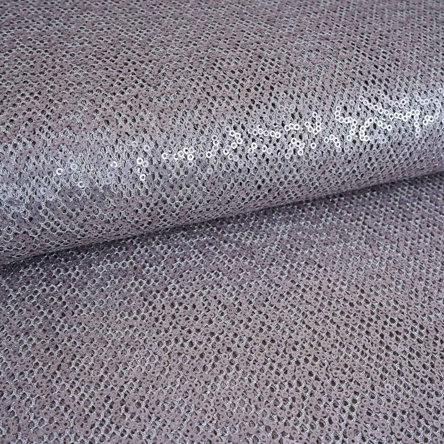 Silver Sequins Power Net Fabric PDM-28963 - TradeUNO