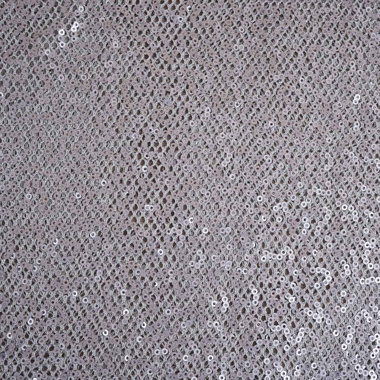 Silver Sequins Power Net Fabric PDM-28963 - TradeUNO