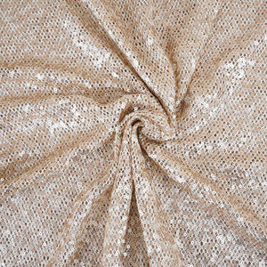 Light Golden Sequins Power Net Fabric PDM-28964 - TradeUNO