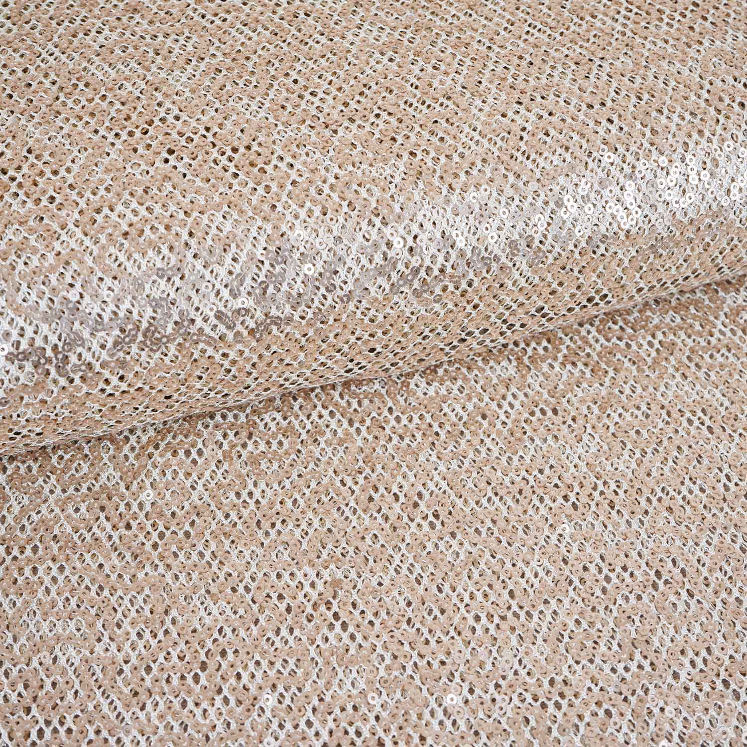 Light Golden Sequins Power Net Fabric PDM-28964 - TradeUNO