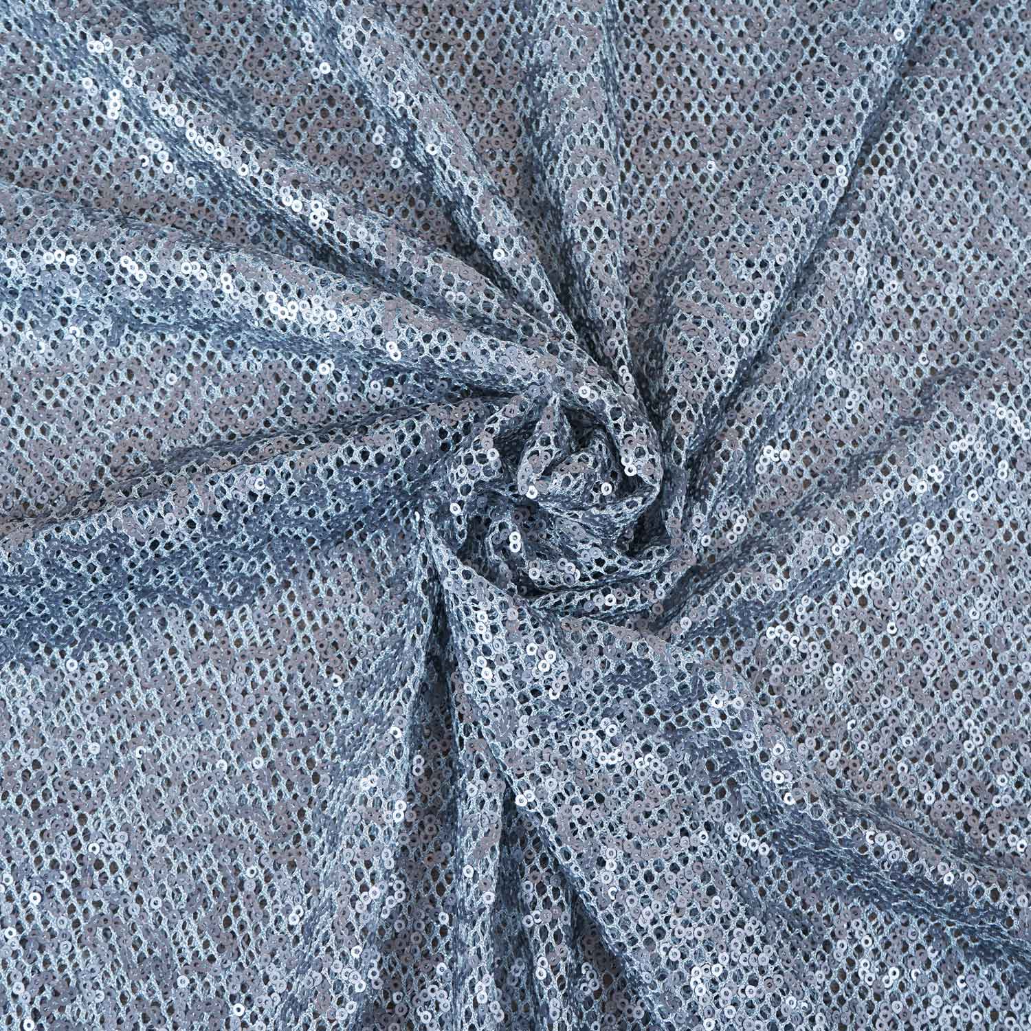 Steek Grey Sequins Power Net Fabric PDM-28965 - TradeUNO