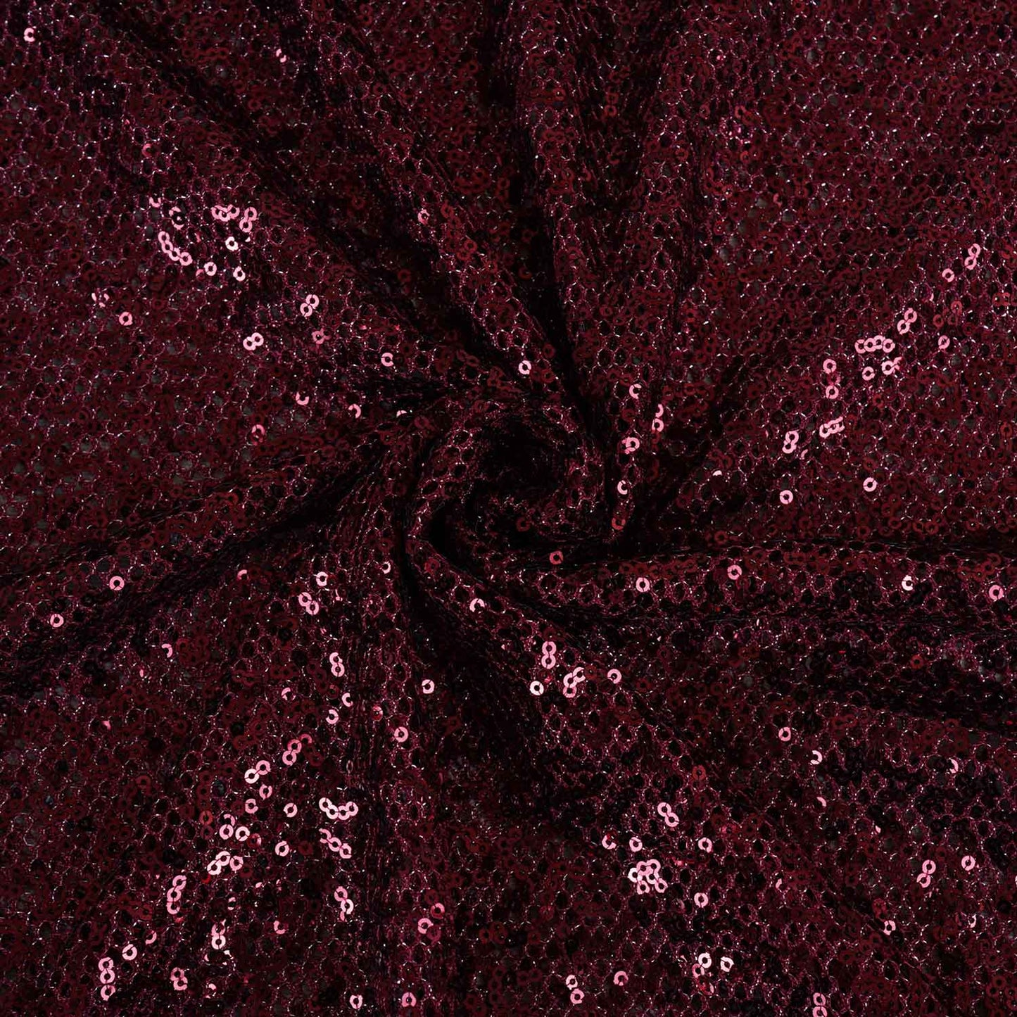 Maroon Sequins Power Net Fabric PDM-28966