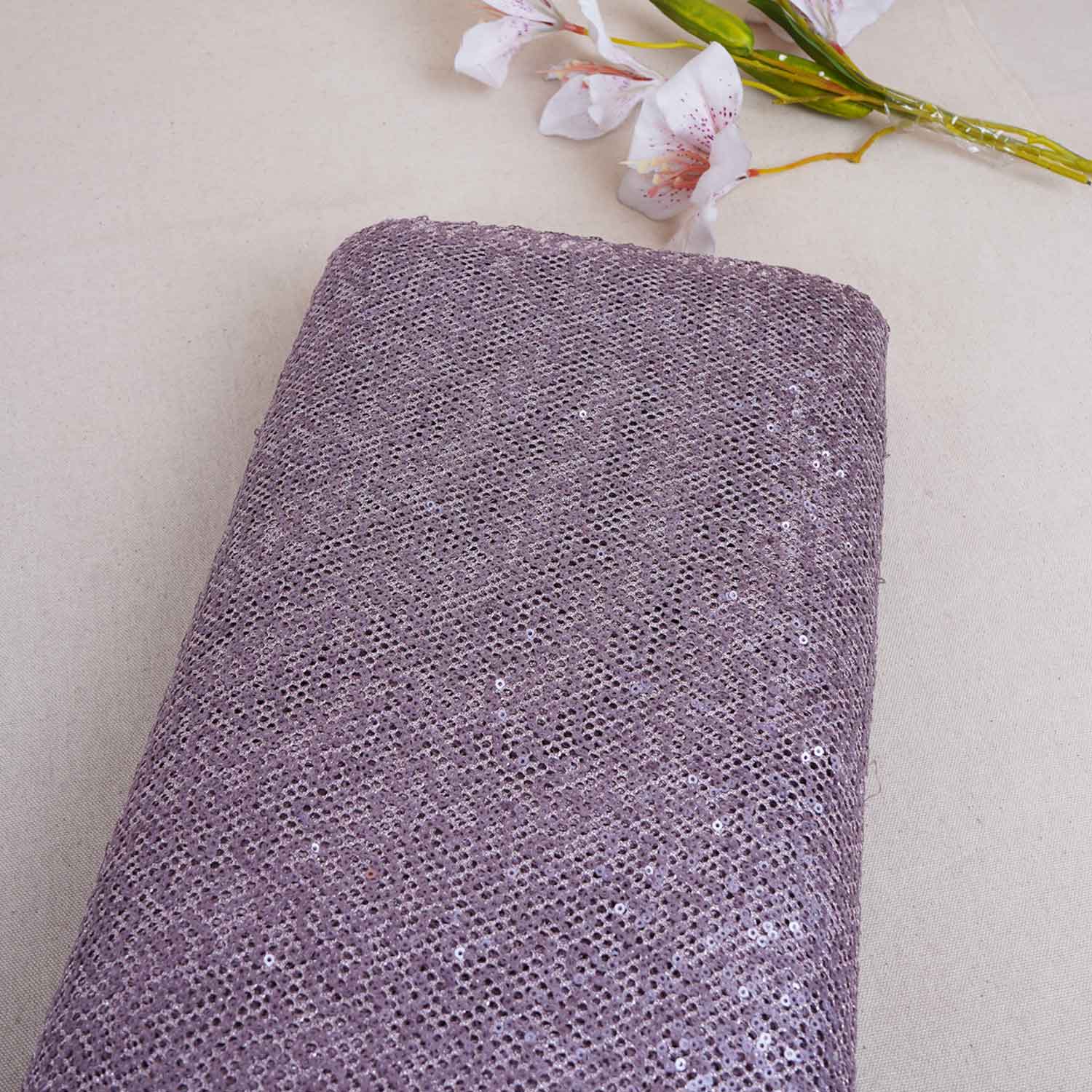 Lavender Sequins Power Net Fabric PDM-28967 - TradeUNO