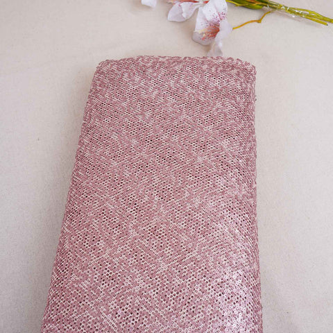 Peach Pink Sequins Power Net Fabric PDM-28968
