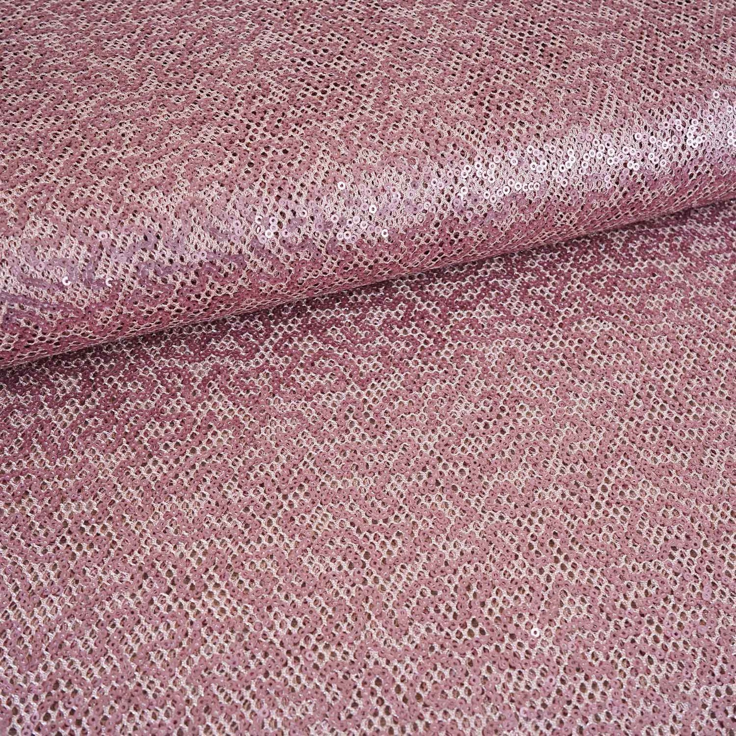 Peach Pink Sequins Power Net Fabric PDM-28968