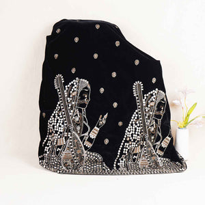 Black Embroidery Velvet Fabric JD-28969 - TradeUNO
