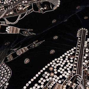 Black Embroidery Velvet Fabric JD-28969 - TradeUNO