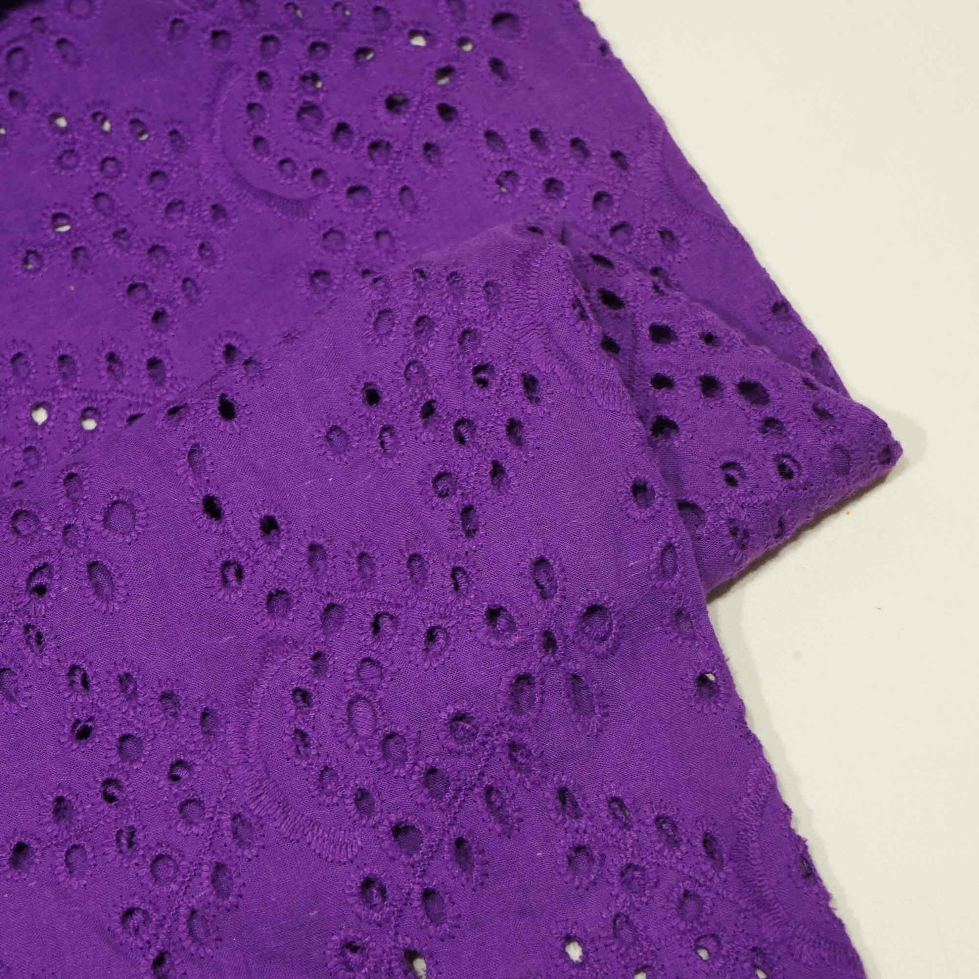 Purple Embroidery Cotton Schiffli SKE-9727