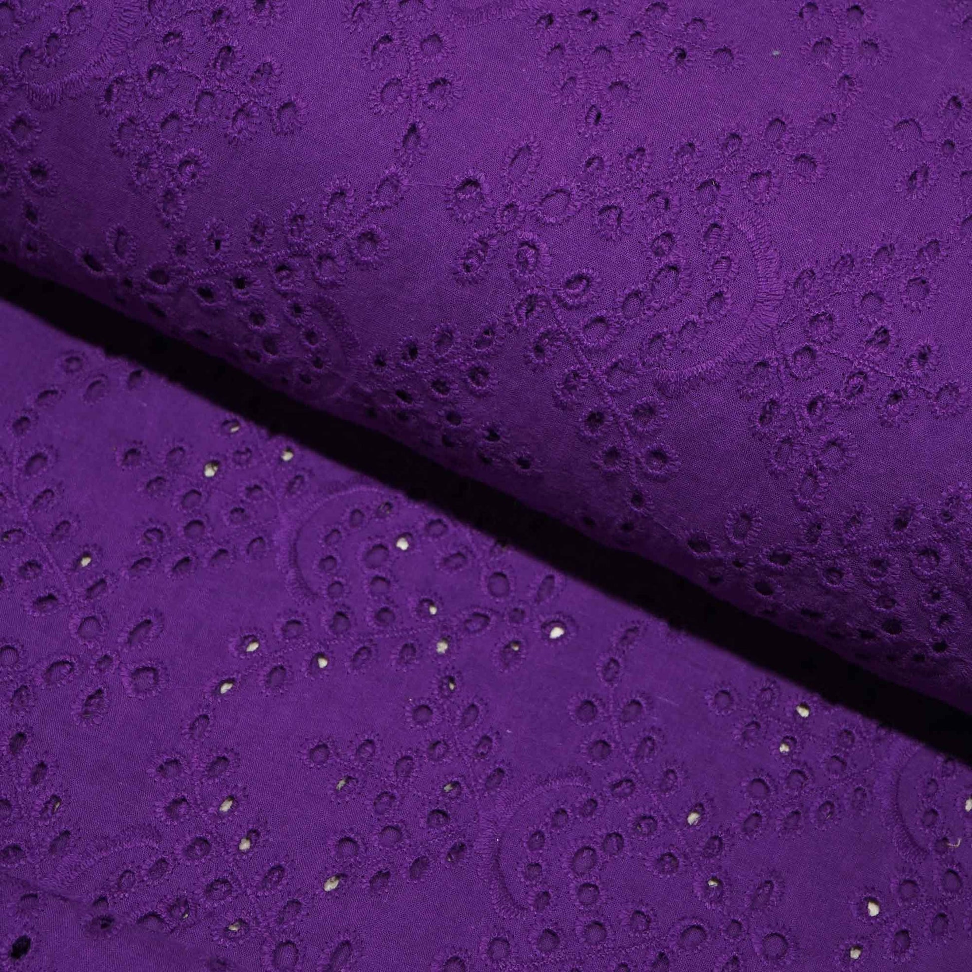 Purple Embroidery Cotton Schiffli SKE-9727