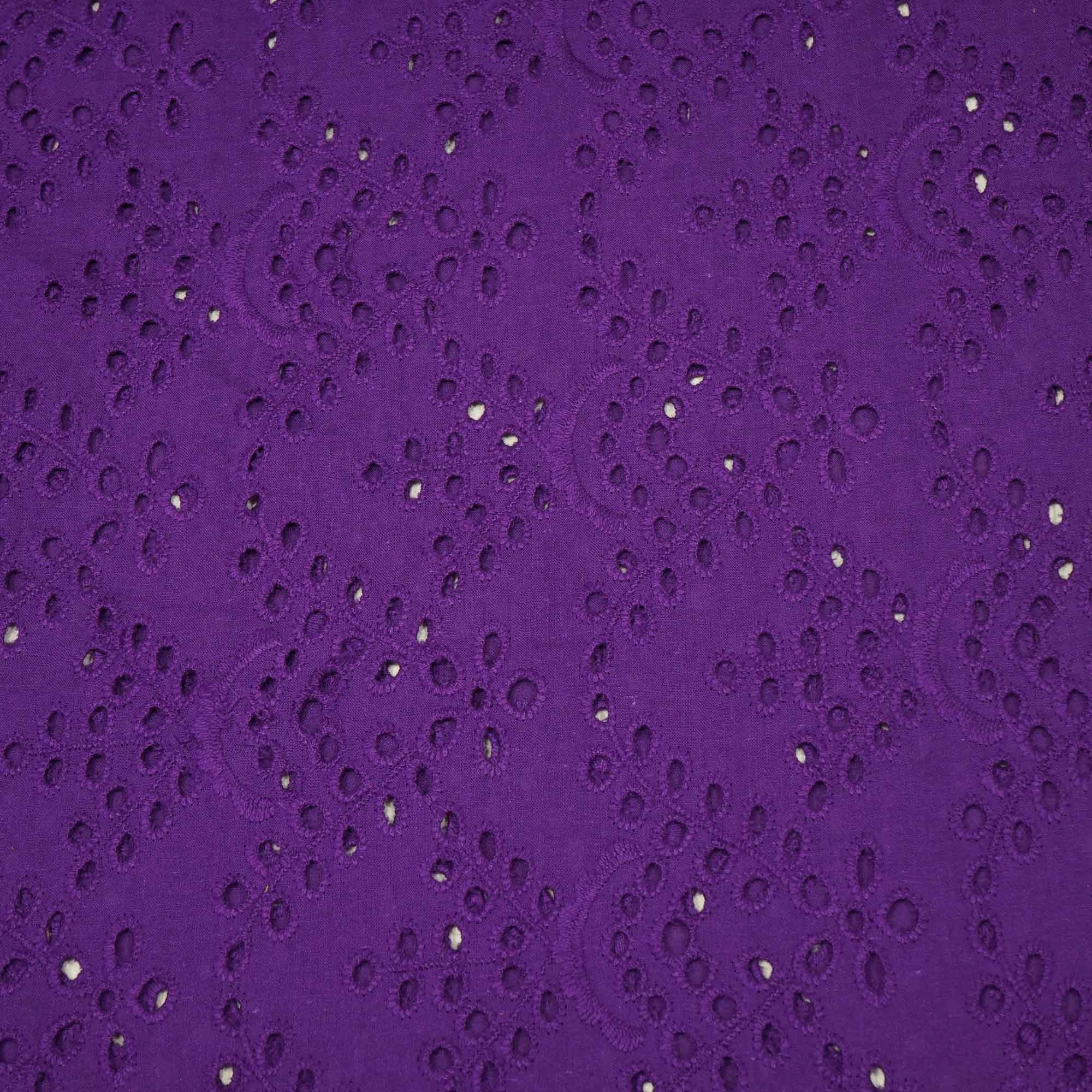 Purple Embroidery Cotton Schiffli SKE-9727